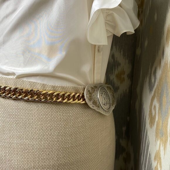 Ralph Lauren Sand Silk Nailhead Weave Pencil Skirt - Picture 6 of 16